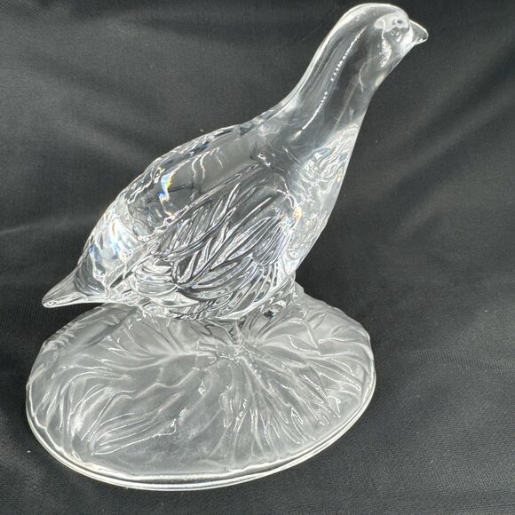 Crystal Red Grouse Figurine Glass Cristal D'Arques France Clear 5.5” T x 5.25”L - Picture 8 of 12